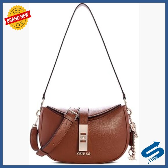 Ellipse Pebble Leather Shoulder Bag in Optic White Eco Pebble PU Shoulder Bag with Detachable Crossbody Strap